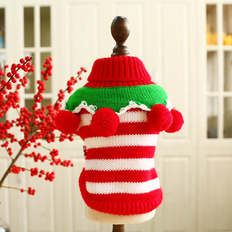 Pet Colorful Christmas Striped Sweater Thickened Sweater