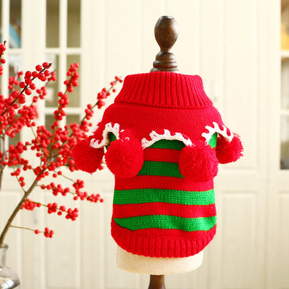 Pet Colorful Christmas Striped Sweater Thickened Sweater