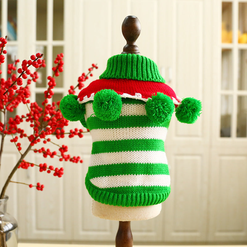 Pet Colorful Christmas Striped Sweater Thickened Sweater