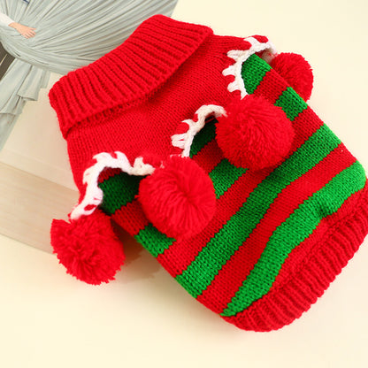 Pet Colorful Christmas Striped Sweater Thickened Sweater