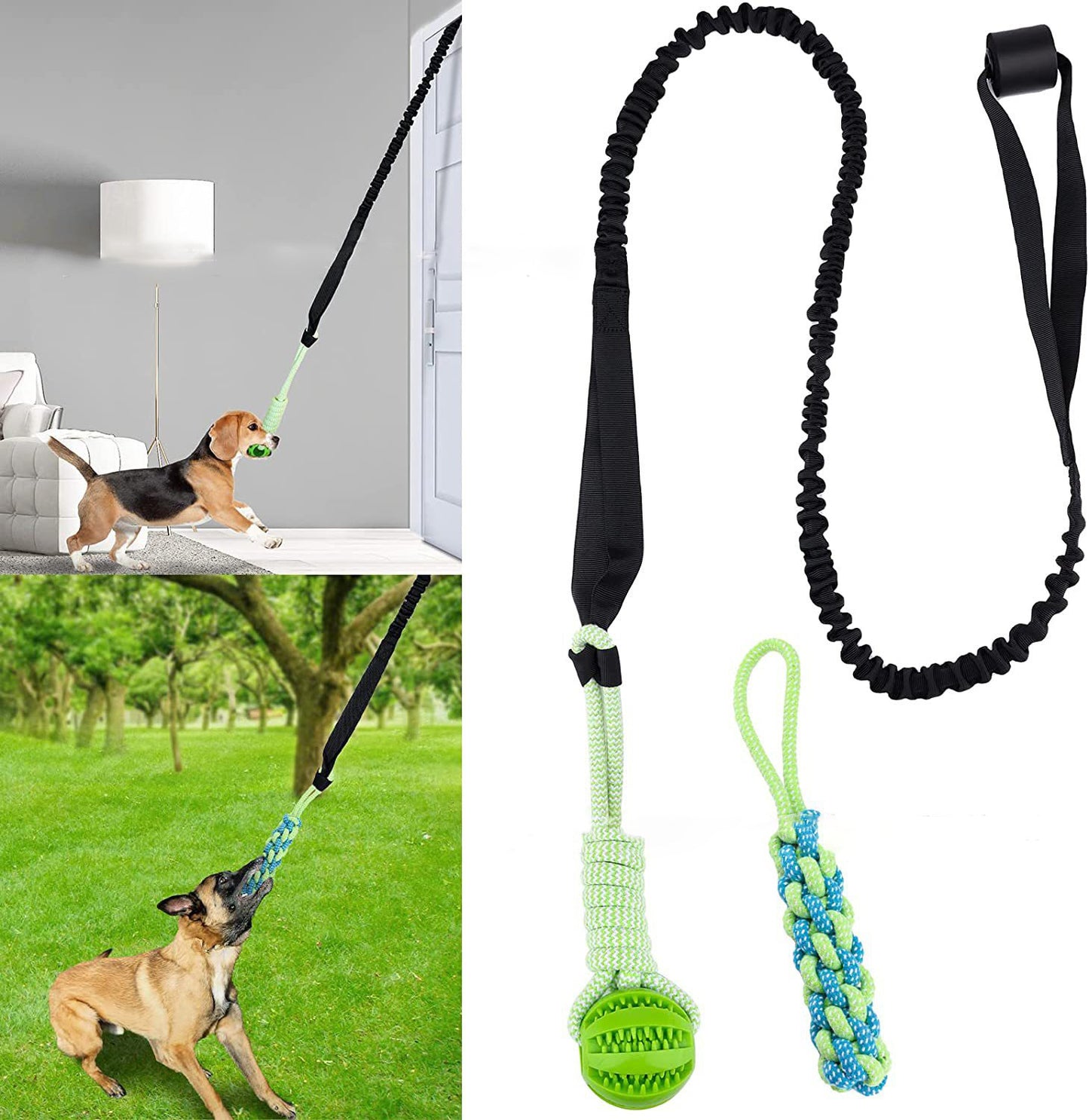 Dog Tug-of-war Rope Molar Tooth Cleaning Bite Rope Toy Outdoor Indoor Door Pull Rope Ball Pet Toy